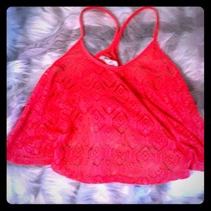 Boho crochet midriff Razorback crop top